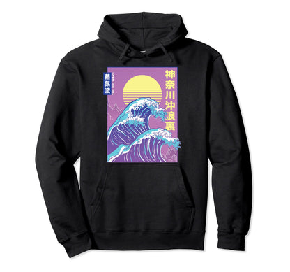 Great Wave Japanese Vaporwave 90S Hoodie - Custom Art Print Unisex - T-Shirt, Sweatshirt, Hoodie
