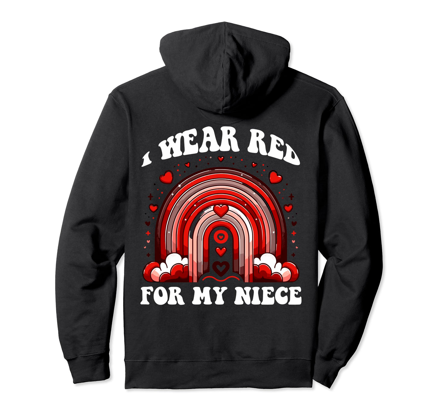 Red Niece Heart Disease Awareness Rainbow Hoodie - Trendy Graphic Unisex - T-Shirt, Sweatshirt, Hoodie