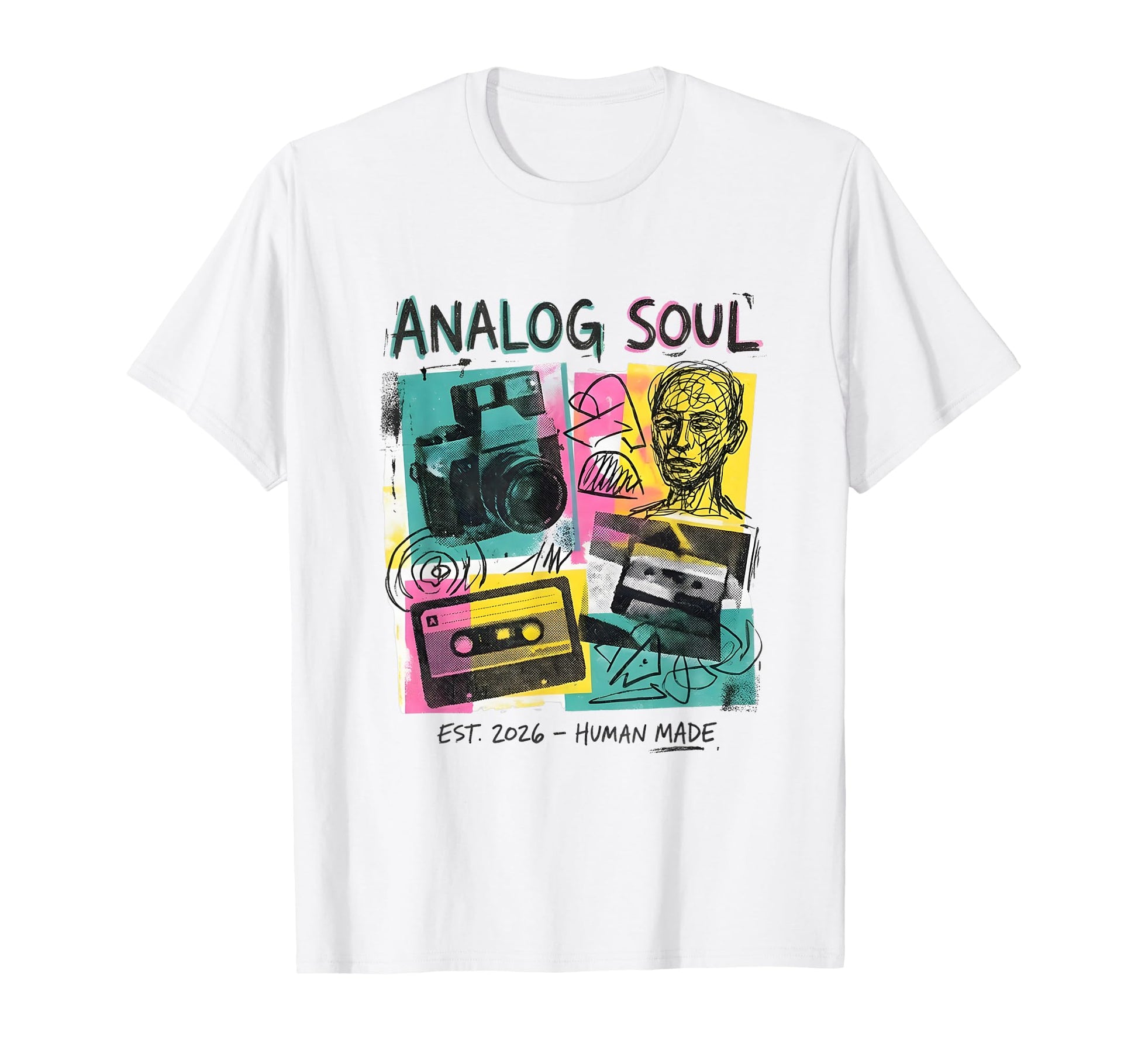 Camera Cassette 80S 90S Music T-Shirt - Custom Art Print for Adults - T-Shirt, Sweatshirt, Hoodie