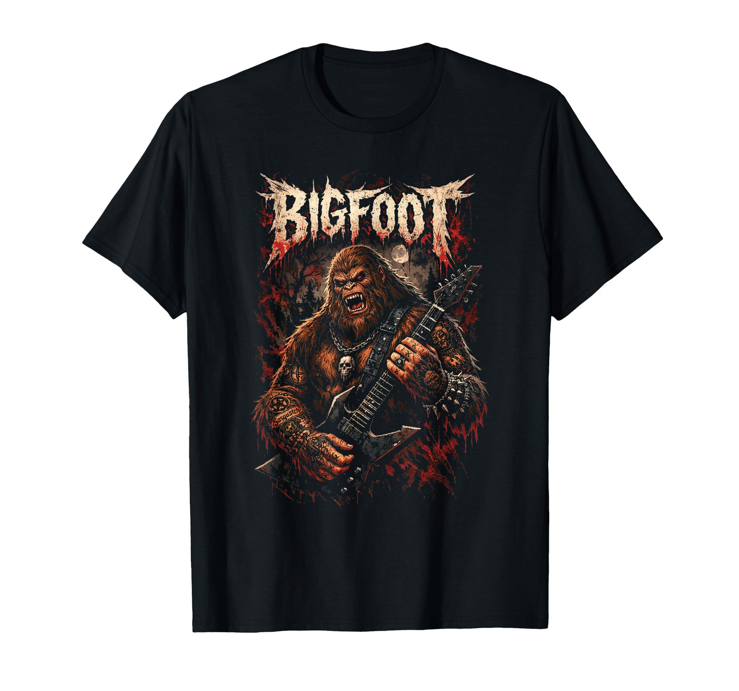 Bigfoot Heavymetal Sasquatch Guitar T-Shirt - Novelty Apparel Men Women - T-Shirt, Sweatshirt, Hoodie