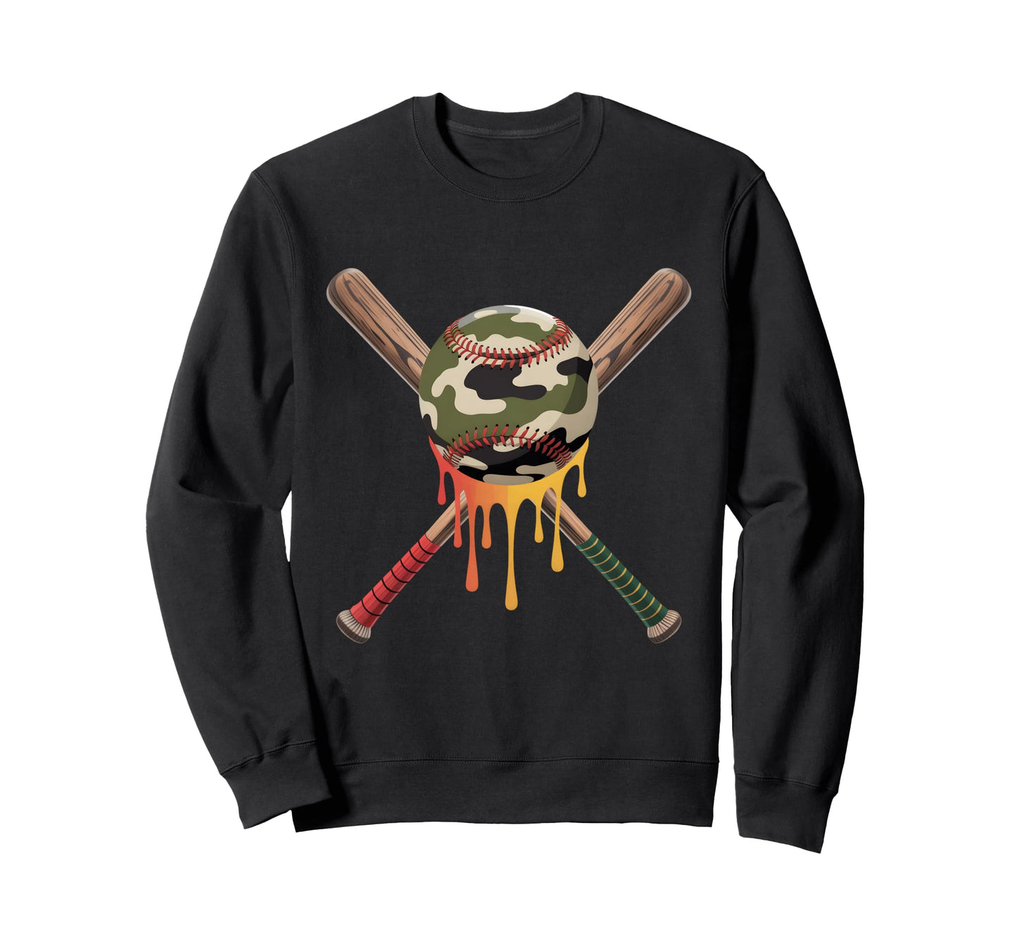 Baseball Drip Camo Baseball Bats Sweatshirt - Aesthetic Graphic for Adults - T-Shirt, Sweatshirt, Hoodie