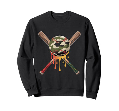 Baseball Drip Camo Baseball Bats Sweatshirt - Aesthetic Graphic for Adults - T-Shirt, Sweatshirt, Hoodie