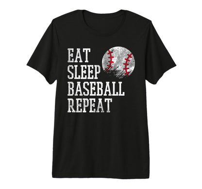 Eat Sleep Baseball Repeat Funny Coach T-Shirt - Minimalist Print Unisex - T-Shirt, Sweatshirt, Hoodie