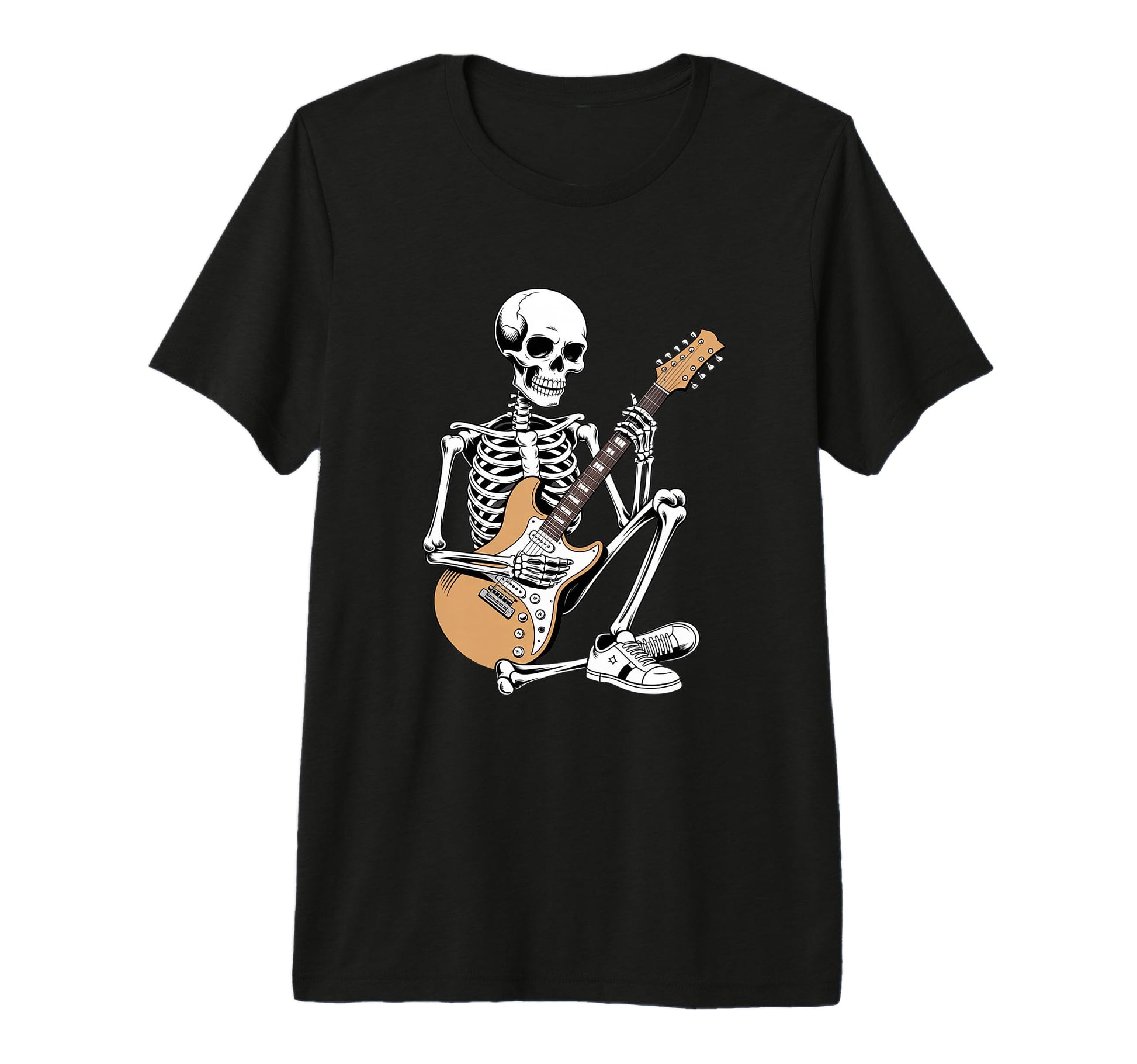 Rock Skeleton Playing Electric T-Shirt - Minimalist Print for Adults - T-Shirt, Sweatshirt, Hoodie