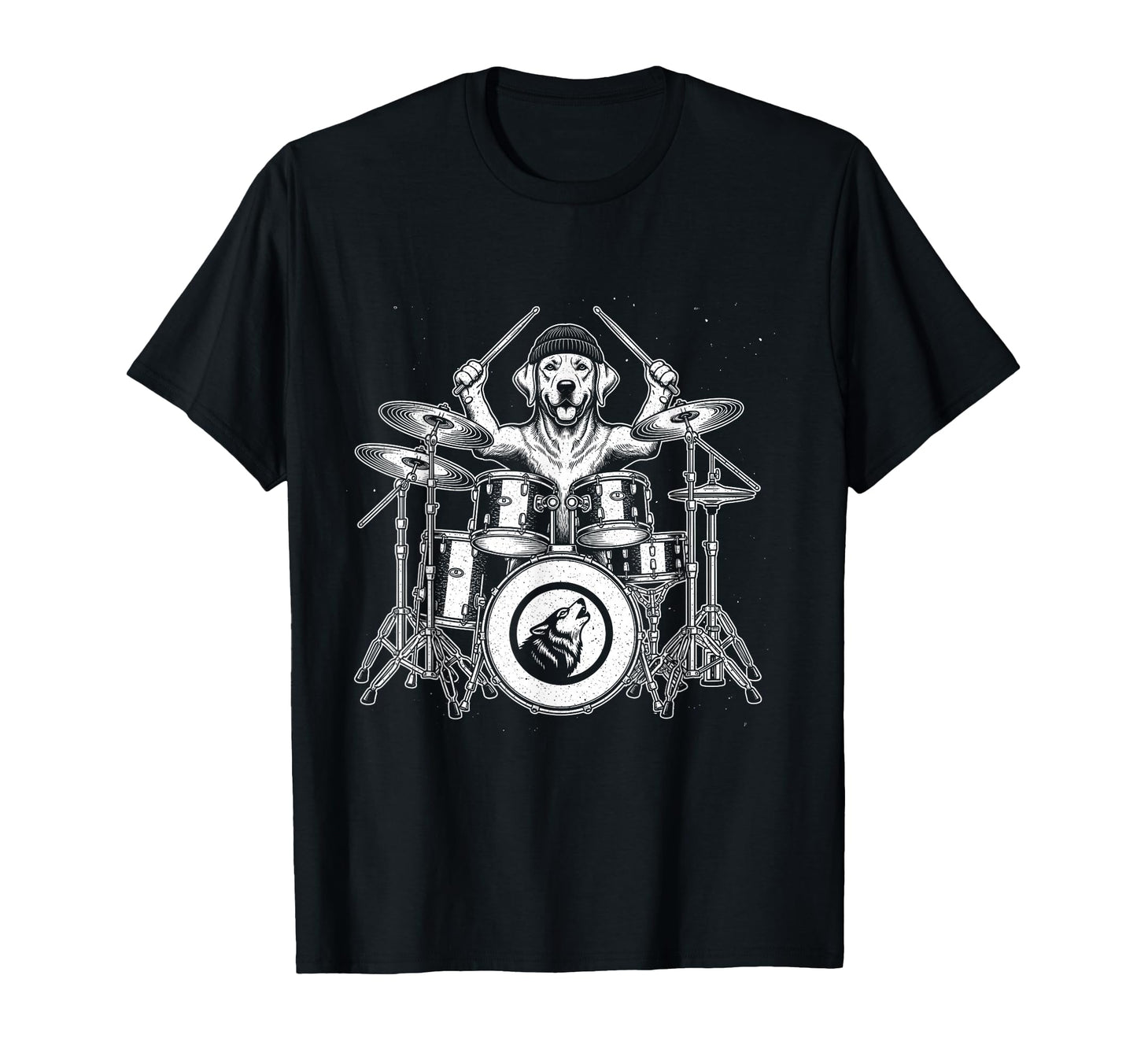 Dog Playing Drums Funny Rock Music Drummer T-Shirt - Novelty Apparel Unisex - T-Shirt, Sweatshirt, Hoodie
