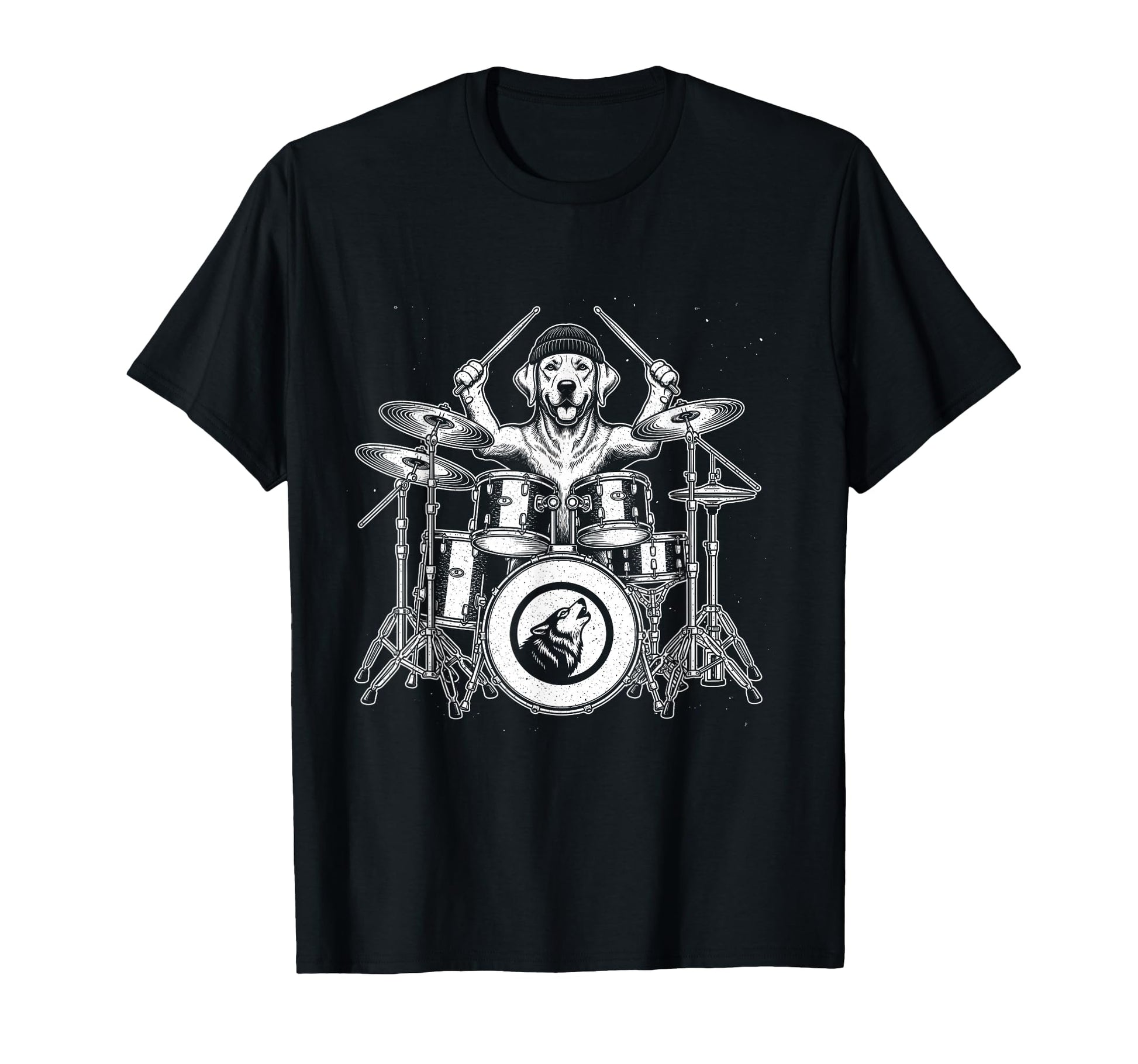 Dog Playing Drums Funny Rock Music Drummer T-Shirt - Novelty Apparel Unisex - T-Shirt, Sweatshirt, Hoodie