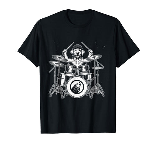 Dog Playing Drums Funny Rock Music Drummer T-Shirt - Novelty Apparel Unisex - T-Shirt, Sweatshirt, Hoodie