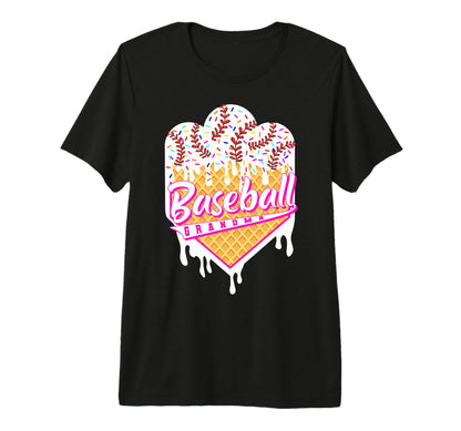 Baseball Grandma Ice Cream Drip T-Shirt - Fun Novelty Design for Adults - T-Shirt, Sweatshirt, Hoodie