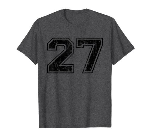 Number 27 Varsity Distressed Sport T-Shirt - Trendy Graphic for Adults - T-Shirt, Sweatshirt, Hoodie