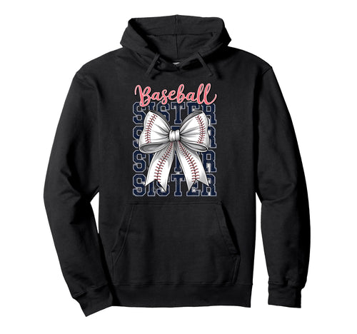 Baseball Sister Coquette Bow Hoodie - Fun Novelty Design Unisex - T-Shirt, Sweatshirt, Hoodie