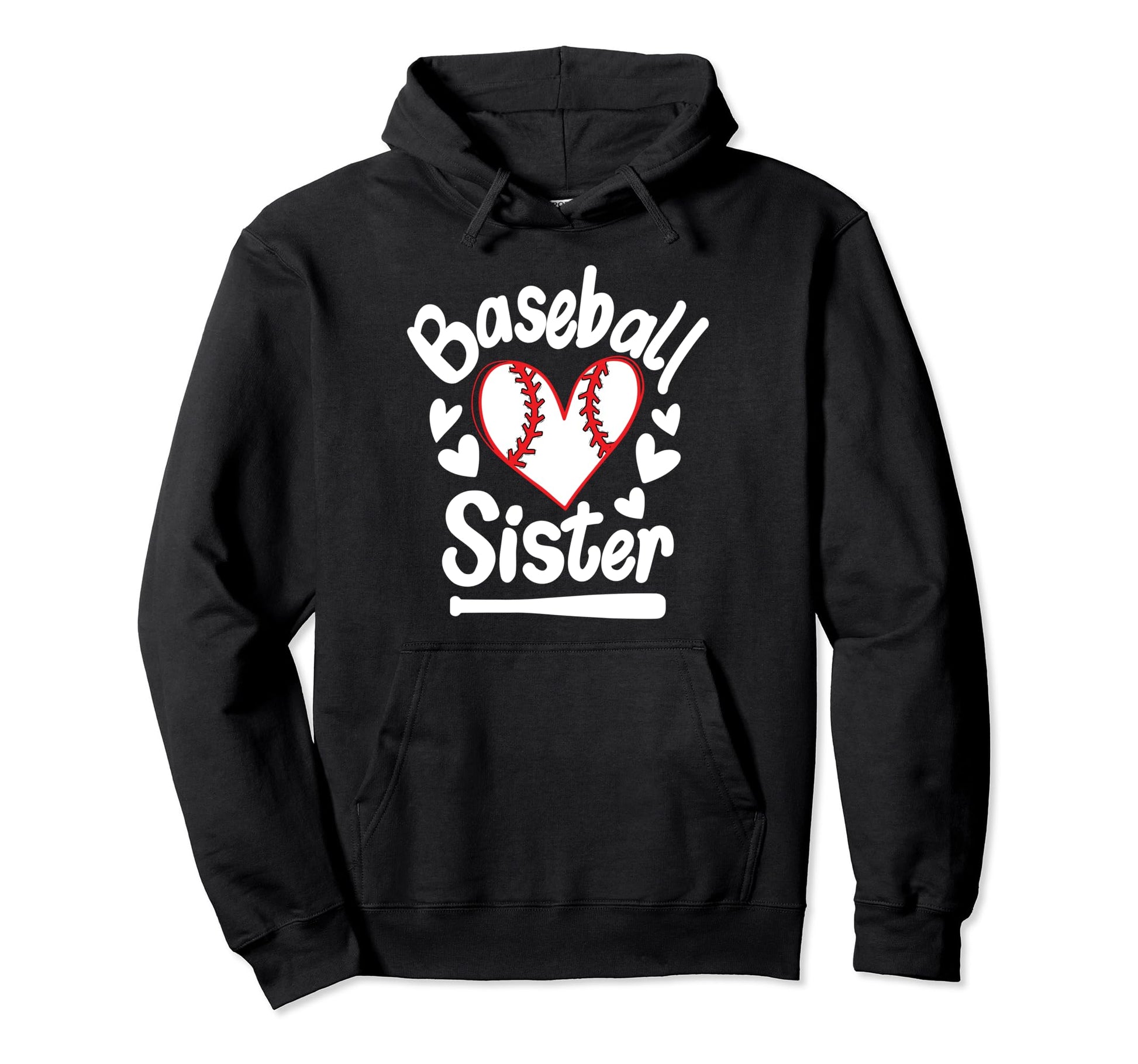 Baseball Sister Heart Big Sister Hoodie - Minimalist Print for Adults - T-Shirt, Sweatshirt, Hoodie