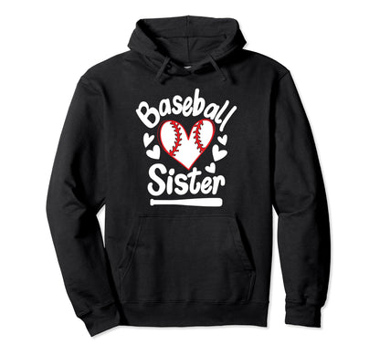 Baseball Sister Heart Big Sister Hoodie - Minimalist Print for Adults - T-Shirt, Sweatshirt, Hoodie