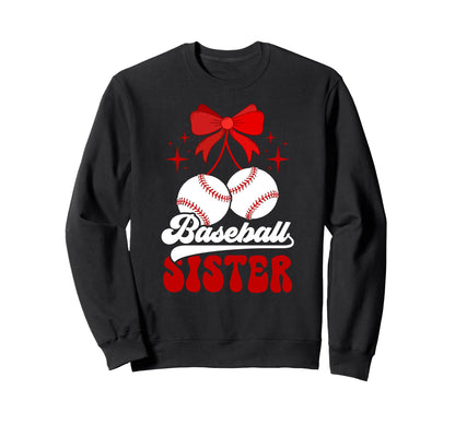 Baseball Sister Coquette Baseball Sweatshirt - Minimalist Print Men Women - T-Shirt, Sweatshirt, Hoodie