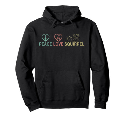 Peace Love Squirrel Heart Animal Gift Pet Hoodie - Unique Graphic Men Women - T-Shirt, Sweatshirt, Hoodie