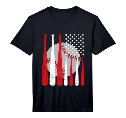 American Baseball Flag Baseball Softball T-Shirt - Minimalist Print Unisex - T-Shirt, Sweatshirt, Hoodie