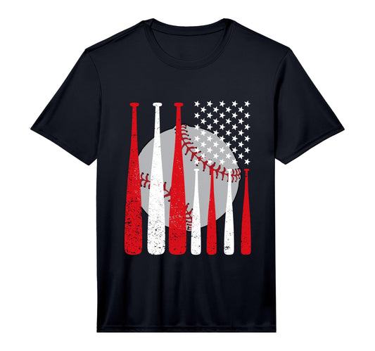 American Baseball Flag Baseball Softball T-Shirt - Minimalist Print Unisex - T-Shirt, Sweatshirt, Hoodie