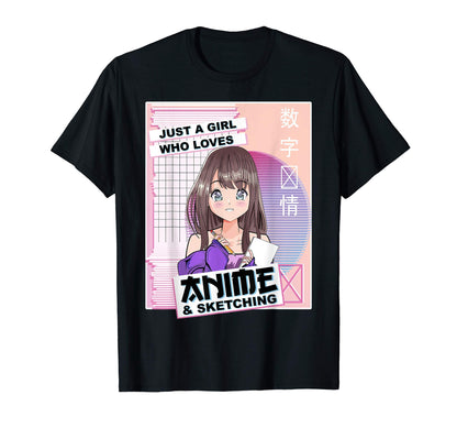 Kawaii Japanese Anime Sketching T-Shirt - Custom Art Print Unisex - T-Shirt, Sweatshirt, Hoodie