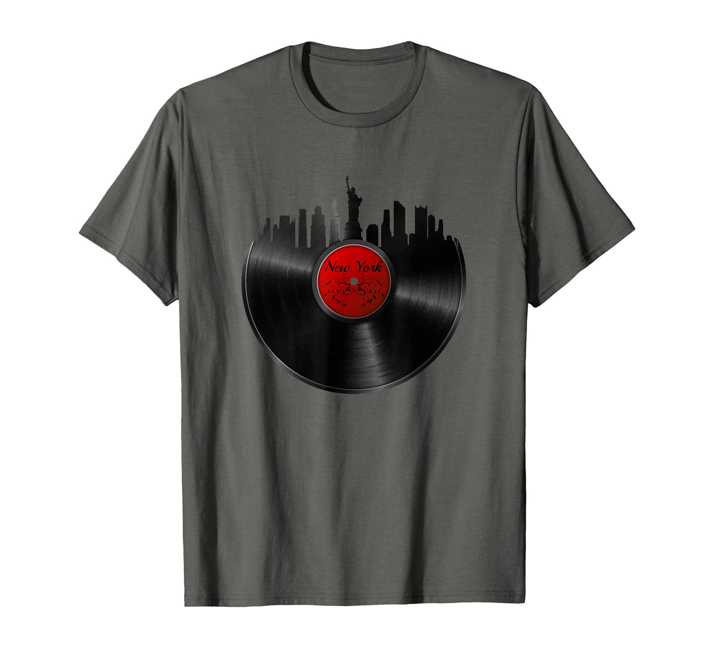 New York Vinyl Record Skyline Dj Music T-Shirt - Trendy Graphic for Adults - T-Shirt, Sweatshirt, Hoodie