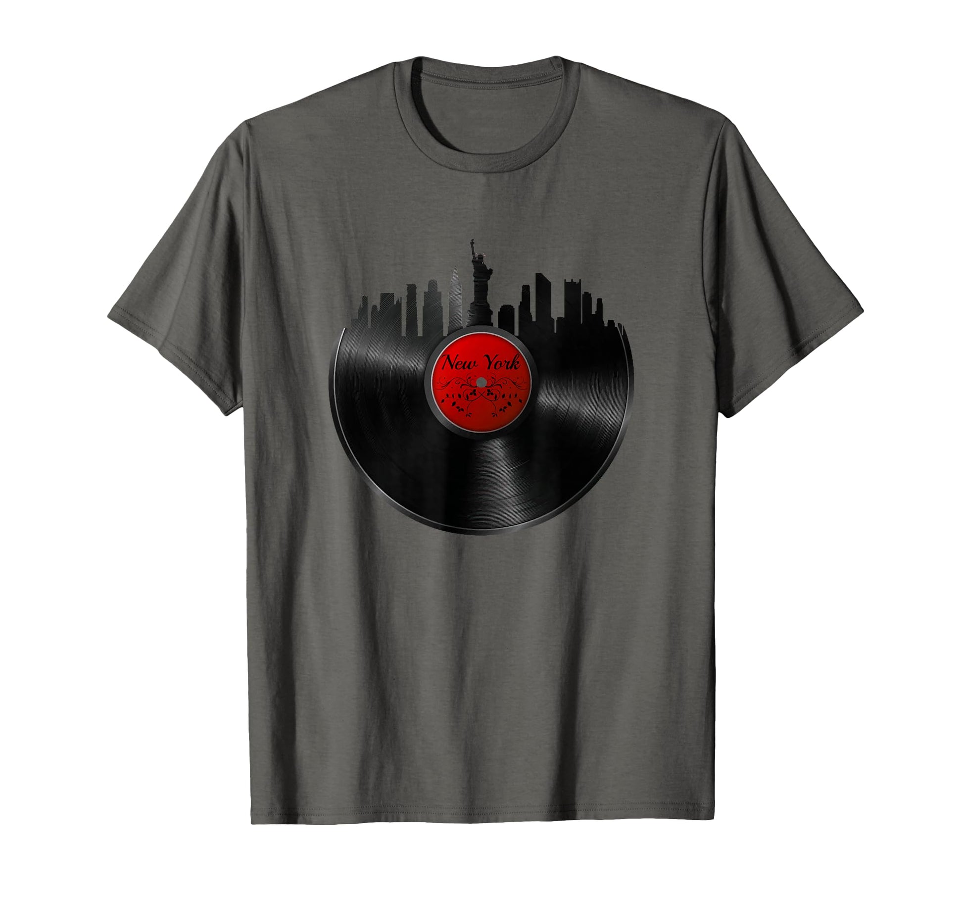 New York Vinyl Record Skyline Dj Music T-Shirt - Trendy Graphic for Adults - T-Shirt, Sweatshirt, Hoodie