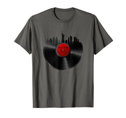 New York Vinyl Record Skyline Dj Music T-Shirt - Trendy Graphic for Adults - T-Shirt, Sweatshirt, Hoodie