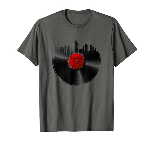 New York Vinyl Record Skyline Dj Music T-Shirt - Trendy Graphic for Adults - T-Shirt, Sweatshirt, Hoodie