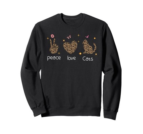 Cat Lover Peace Lover Leopard Heart Sweatshirt - Unique Graphic for Adults - T-Shirt, Sweatshirt, Hoodie