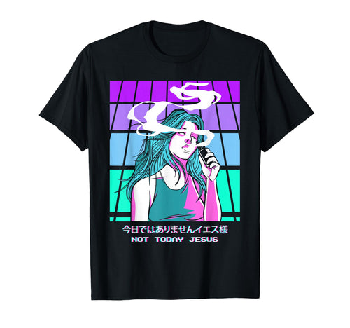 Not Today Jesus Anime Vaporwave T-Shirt - Minimalist Print Men Women - T-Shirt, Sweatshirt, Hoodie
