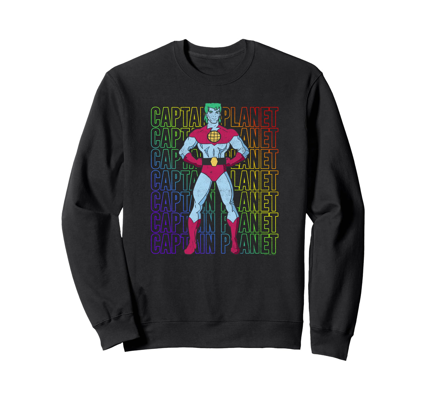 Captain Planet Hero Rainbow Text Sweatshirt - Trendy Graphic for Adults - T-Shirt, Sweatshirt, Hoodie