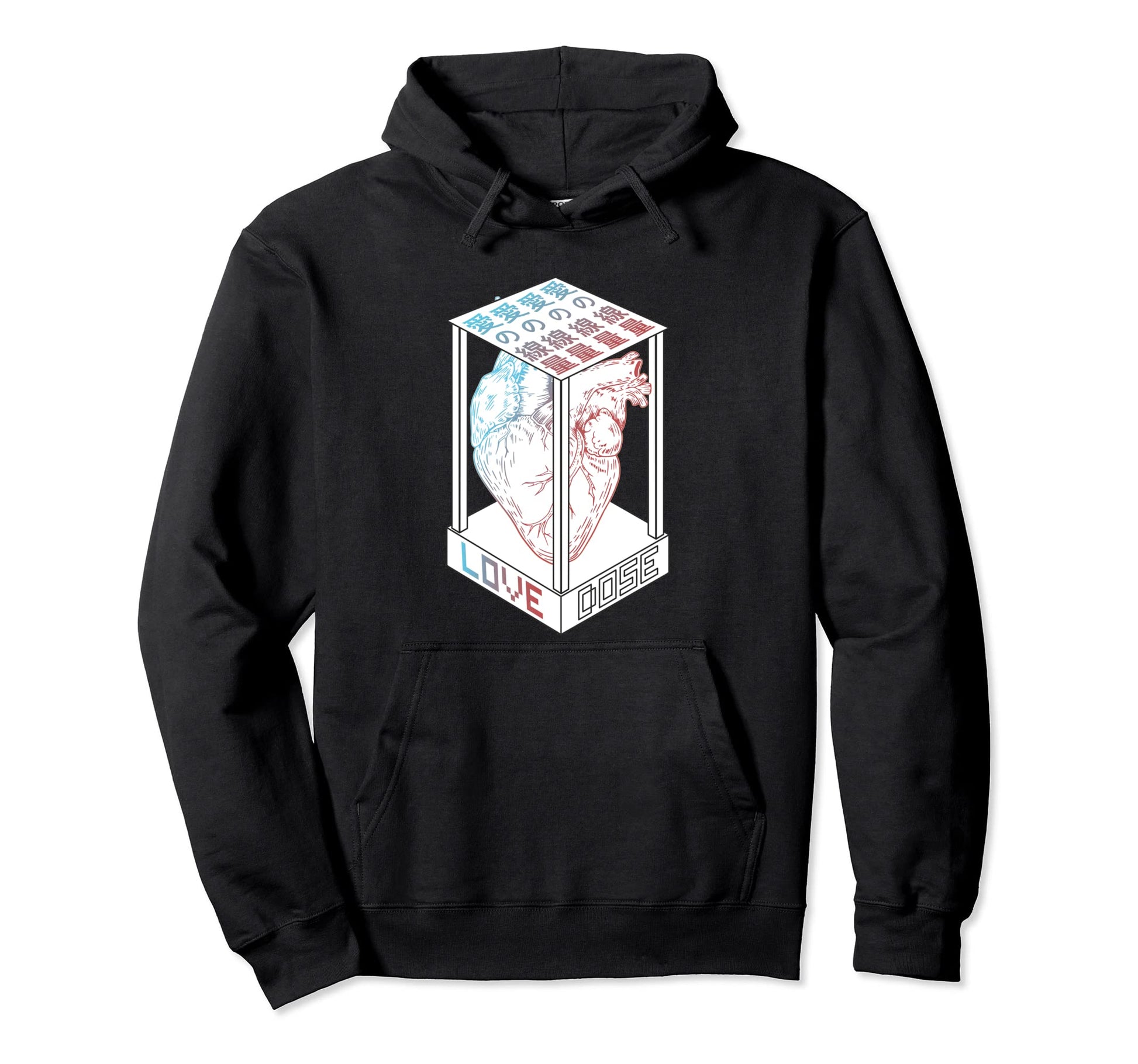 Love Dose Vaporwave Japanese Kanji Hoodie - Trendy Graphic for Adults - T-Shirt, Sweatshirt, Hoodie