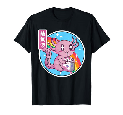 Axolotl Strawberry Milk Kawaii Rainbow T-Shirt - Trendy Graphic Men Women - T-Shirt, Sweatshirt, Hoodie