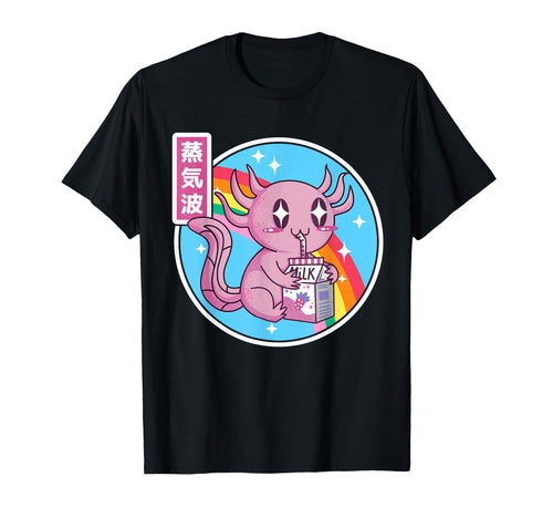 Axolotl Strawberry Milk Kawaii Rainbow T-Shirt - Trendy Graphic Men Women - T-Shirt, Sweatshirt, Hoodie