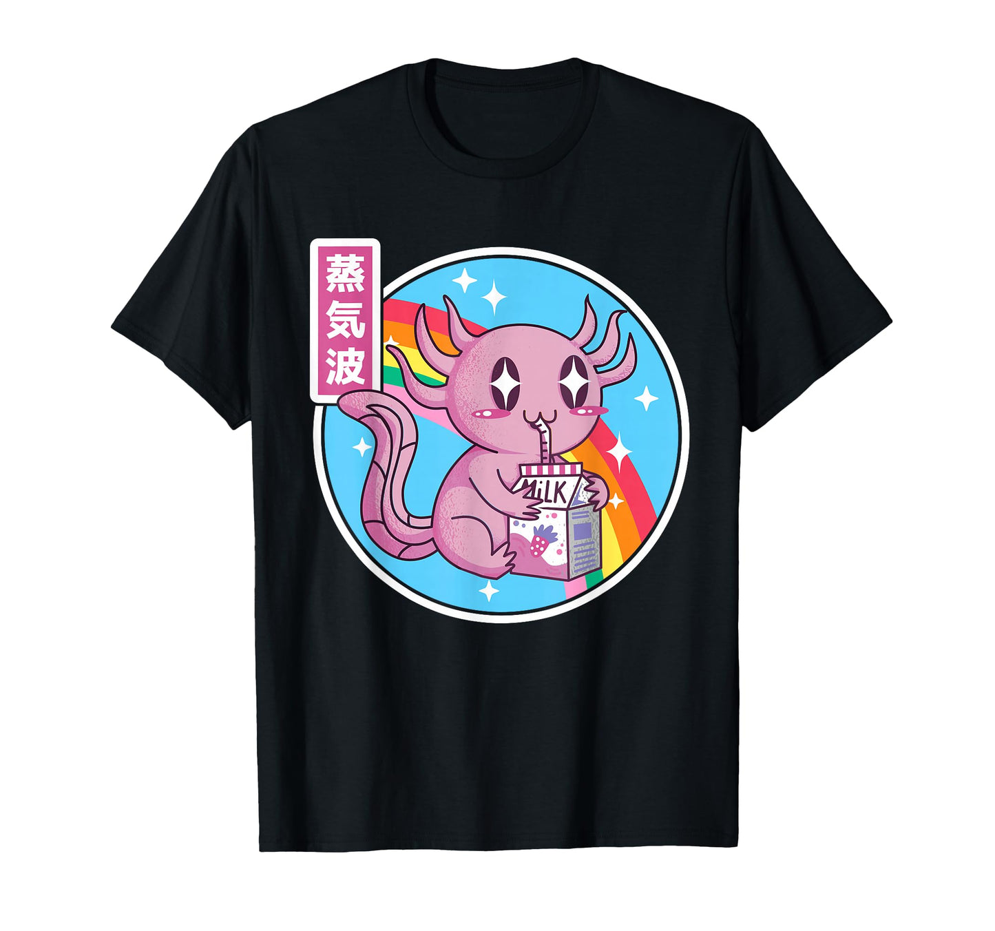 Axolotl Strawberry Milk Kawaii Rainbow T-Shirt - Fun Novelty Design Unisex - T-Shirt, Sweatshirt, Hoodie