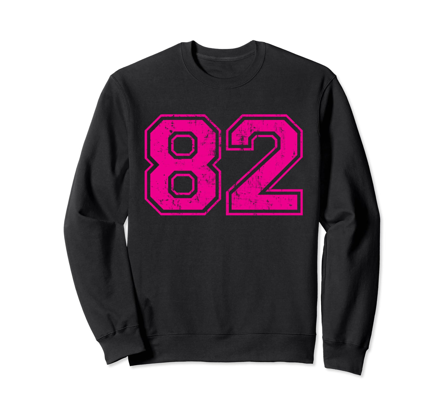 Number 82 Varsity Distressed Sport Sweatshirt - Novelty Apparel Unisex - T-Shirt, Sweatshirt, Hoodie