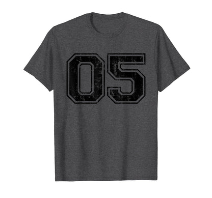 Number 05 Five Varsity Distressed T-Shirt - Fun Novelty Design Men Women - T-Shirt, Sweatshirt, Hoodie