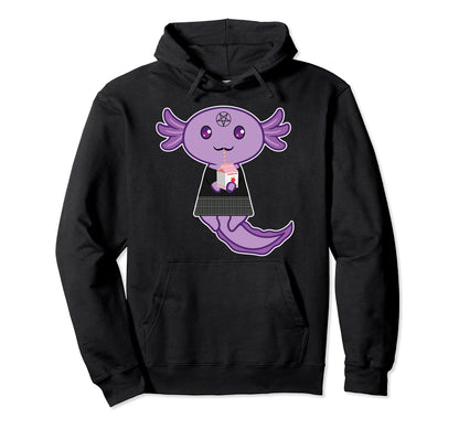 Axolotl Strawberry Milk Goth Axolotl Hoodie - Novelty Apparel Unisex - T-Shirt, Sweatshirt, Hoodie