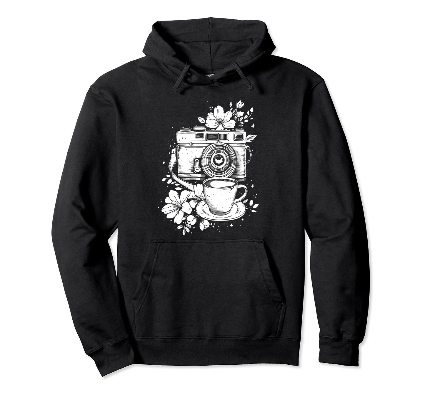 Photographer Coffee Camera Flowers Hoodie - Fun Novelty Design Men Women - T-Shirt, Sweatshirt, Hoodie