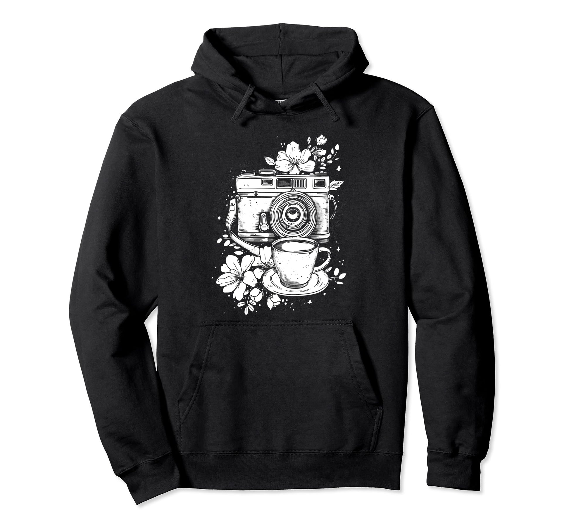 Photographer Coffee Camera Flowers Hoodie - Fun Novelty Design Men Women - T-Shirt, Sweatshirt, Hoodie