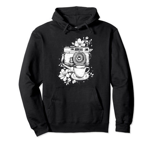 Photographer Coffee Camera Flowers Hoodie - Fun Novelty Design Men Women - T-Shirt, Sweatshirt, Hoodie