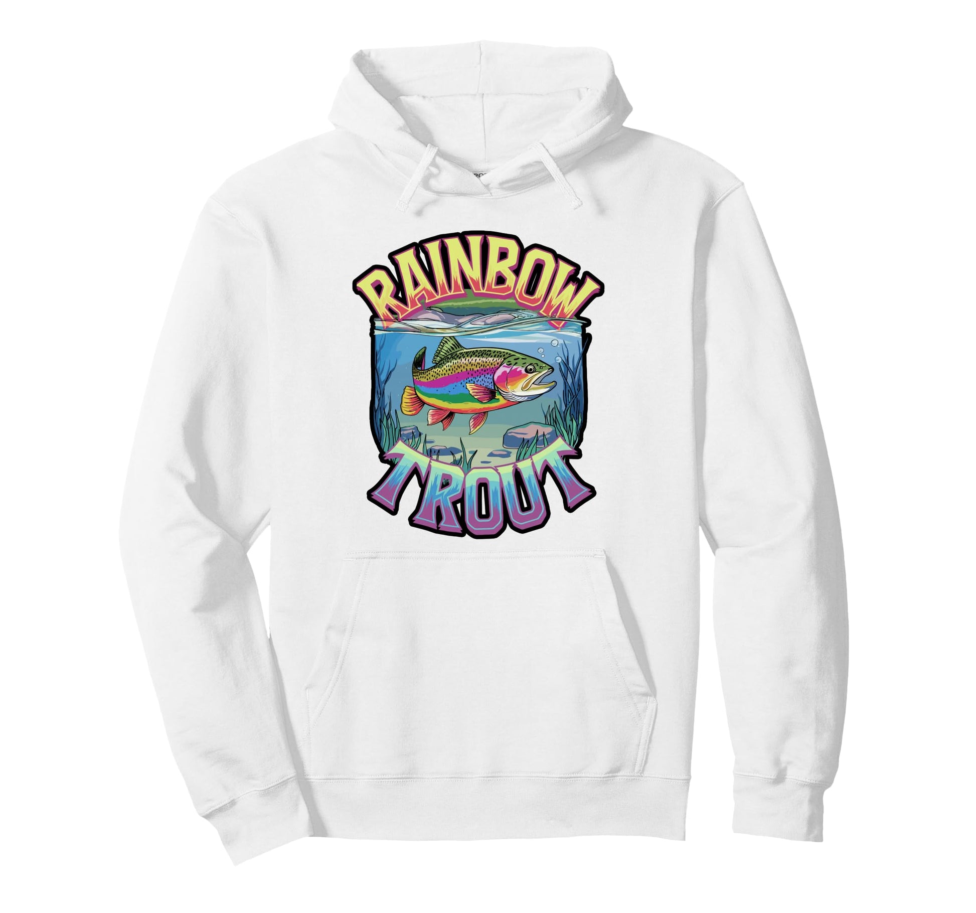 Rainbow Trout Sunset Fishing Hoodie - Minimalist Print for Adults - T-Shirt, Sweatshirt, Hoodie