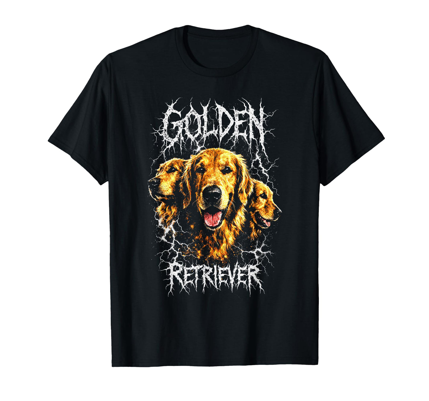 Golden Retriever Heavy Metal Rocker T-Shirt - Custom Art Print for Adults - T-Shirt, Sweatshirt, Hoodie
