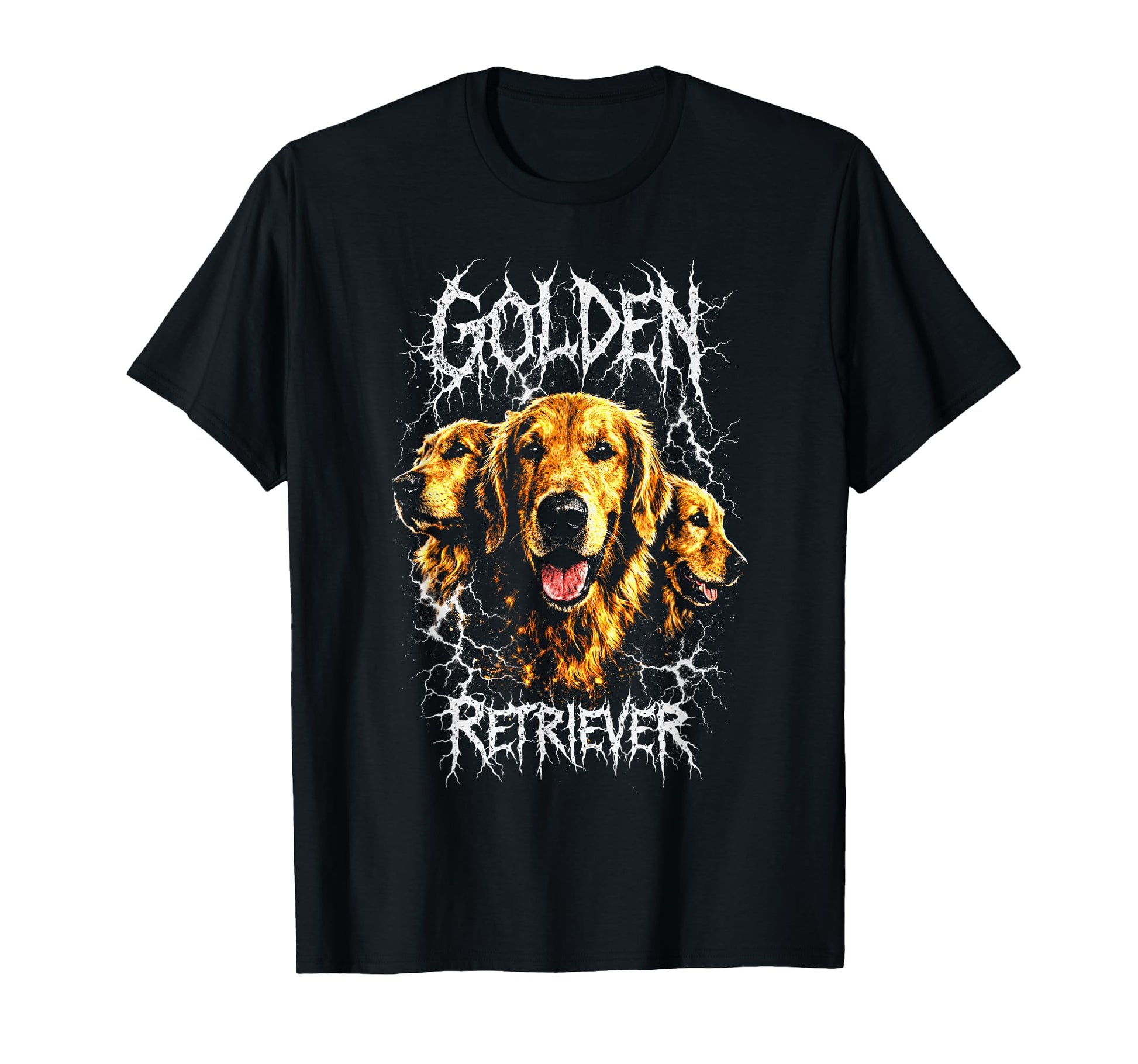 Golden Retriever Heavy Metal Rocker T-Shirt - Custom Art Print for Adults - T-Shirt, Sweatshirt, Hoodie