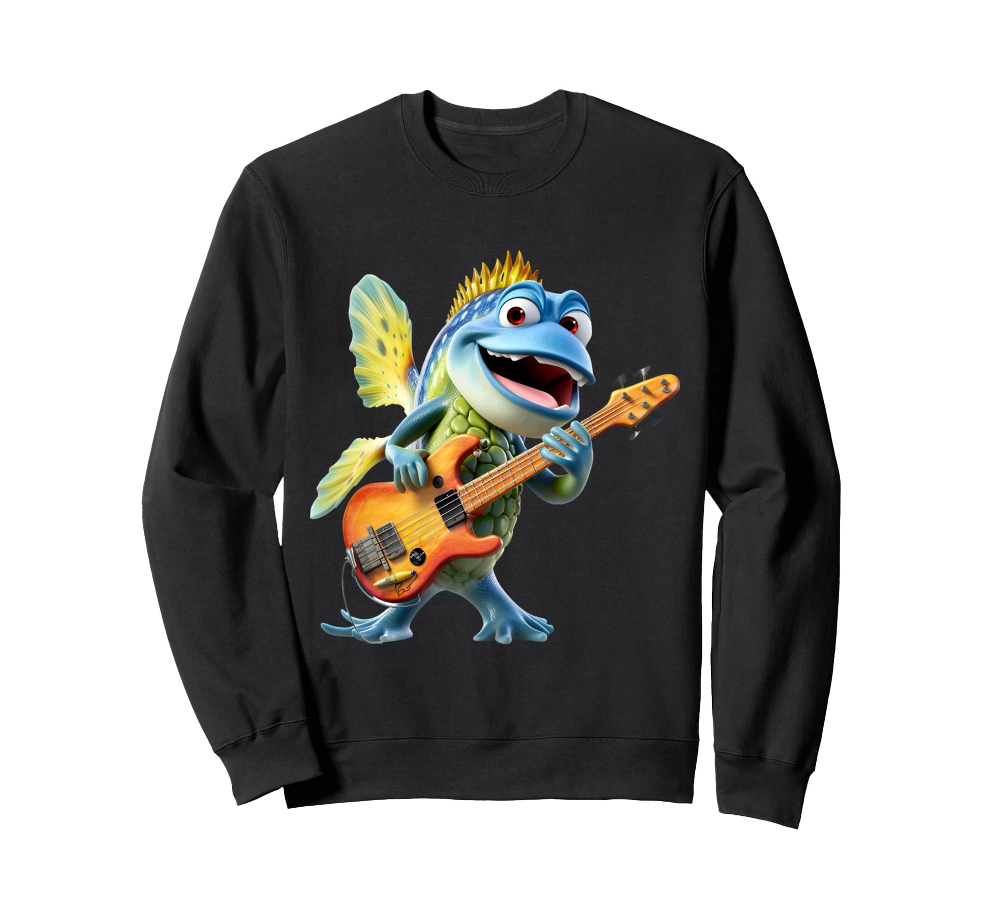 Funny Fish Bass Guitar Player Rock Sweatshirt - Unique Graphic Men Women - T-Shirt, Sweatshirt, Hoodie