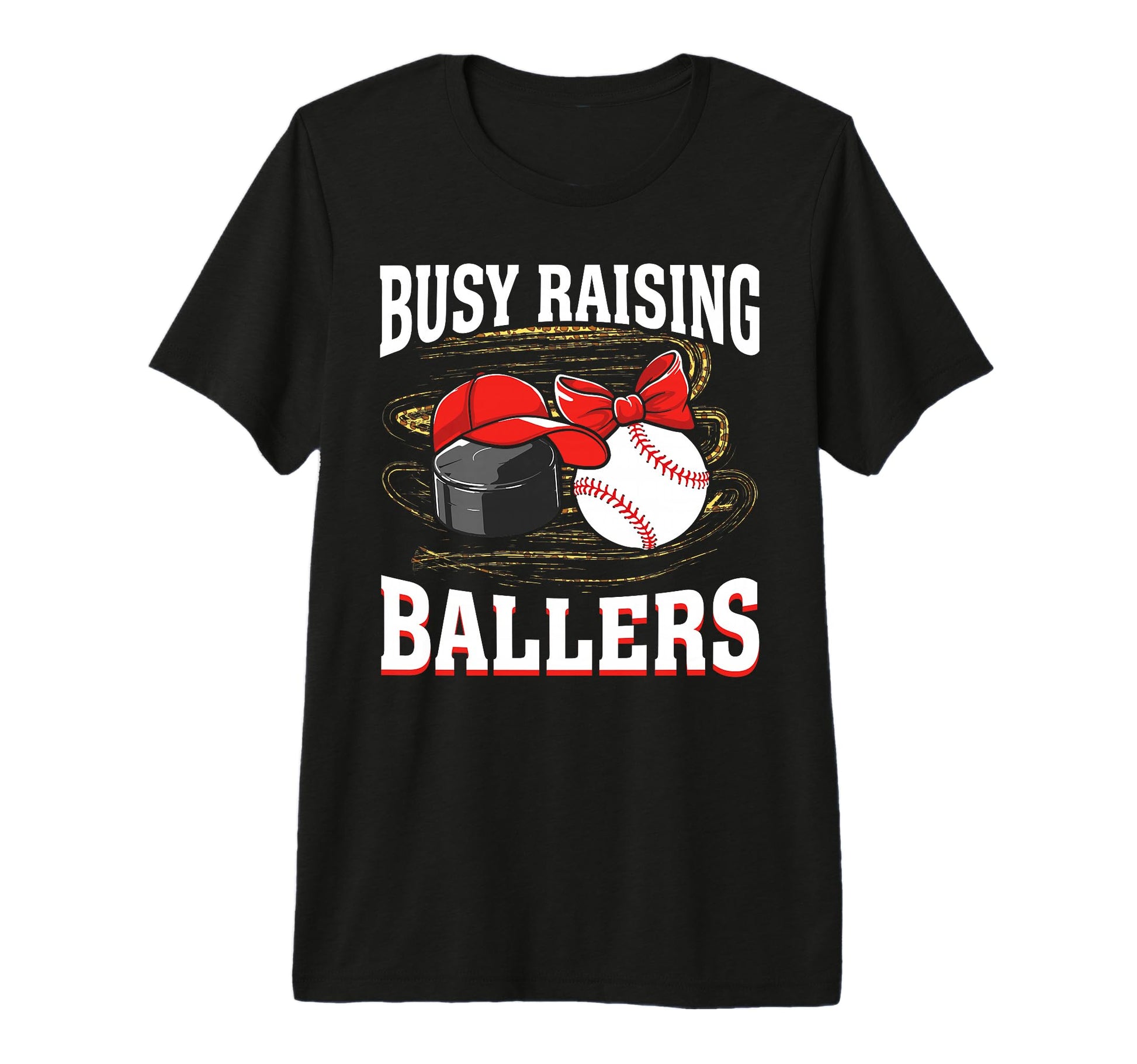 Busy Raising Ballers Hockey Baseball Mom T-Shirt - Custom Art Print Unisex - T-Shirt, Sweatshirt, Hoodie