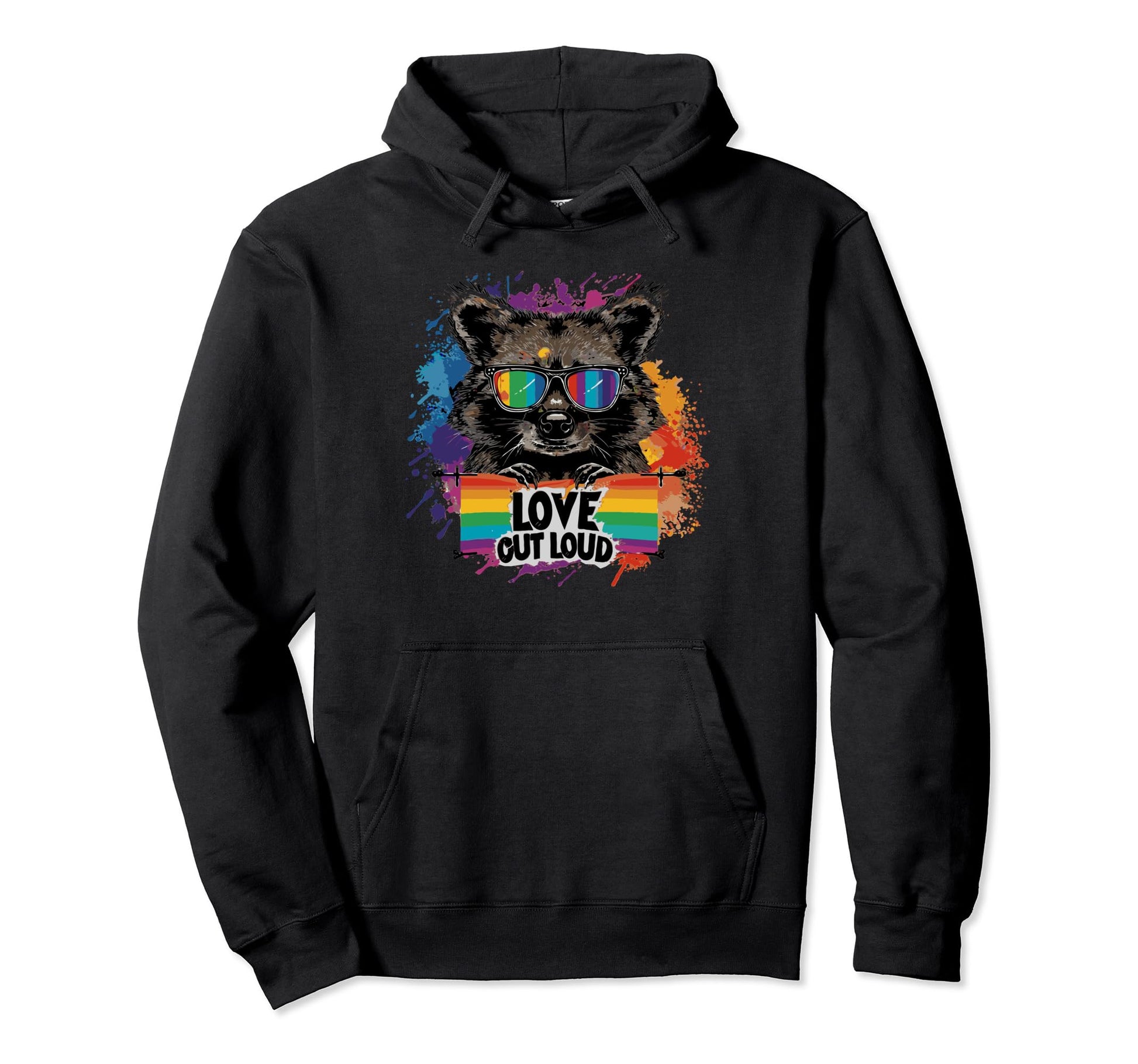 Funny Raccoon Love Sunglasses Summer Gift Hoodie - Unique Graphic Men Women - T-Shirt, Sweatshirt, Hoodie
