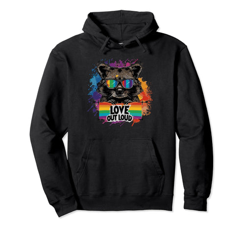 Funny Raccoon Love Sunglasses Summer Gift Hoodie - Unique Graphic Men Women - T-Shirt, Sweatshirt, Hoodie