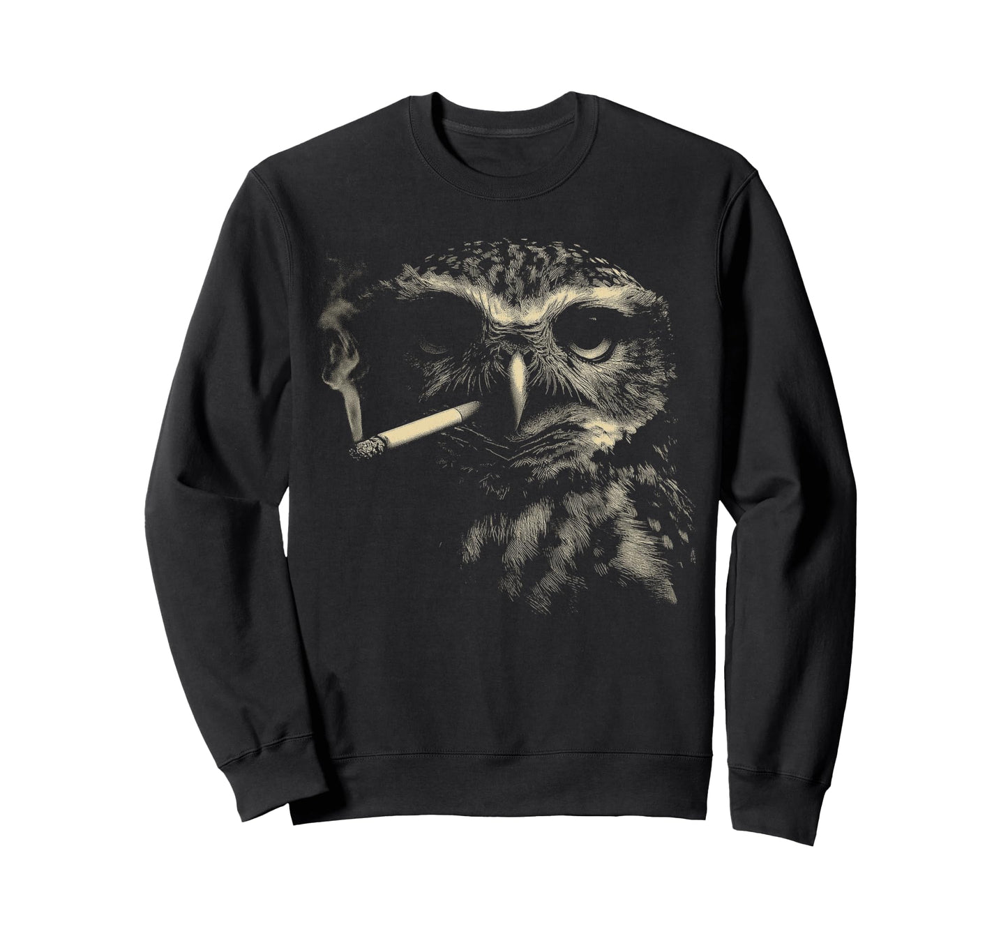 Funny Owl Smoking Bird Cigarette Meme Sweatshirt - Graphic Print Men Women - T-Shirt, Sweatshirt, Hoodie