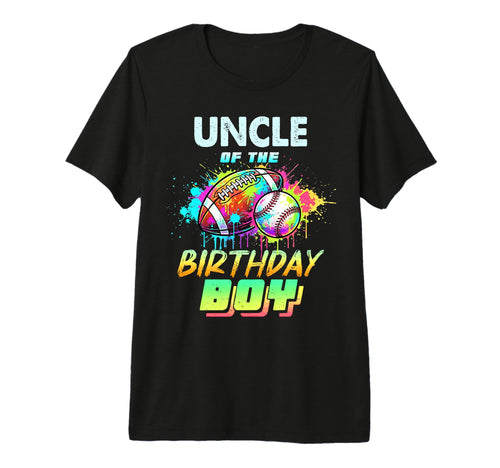 Uncle Birthday Baseball Football Colorful T-Shirt - Novelty Apparel Unisex - T-Shirt, Sweatshirt, Hoodie
