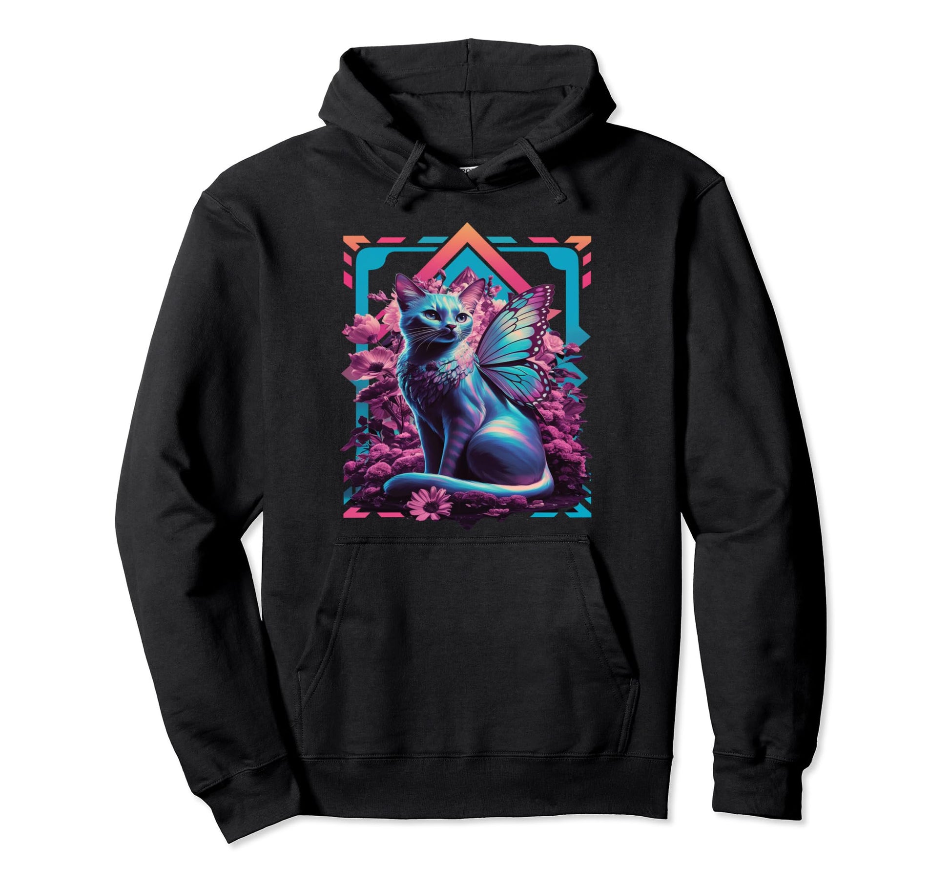 Butterfly Cat Vaporwave Cat Aesthetic Hoodie - Fun Novelty Design Unisex - T-Shirt, Sweatshirt, Hoodie