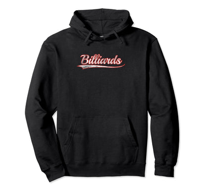 Billiards Varsity Distressed Throwback Hoodie - Aesthetic Graphic Unisex - T-Shirt, Sweatshirt, Hoodie