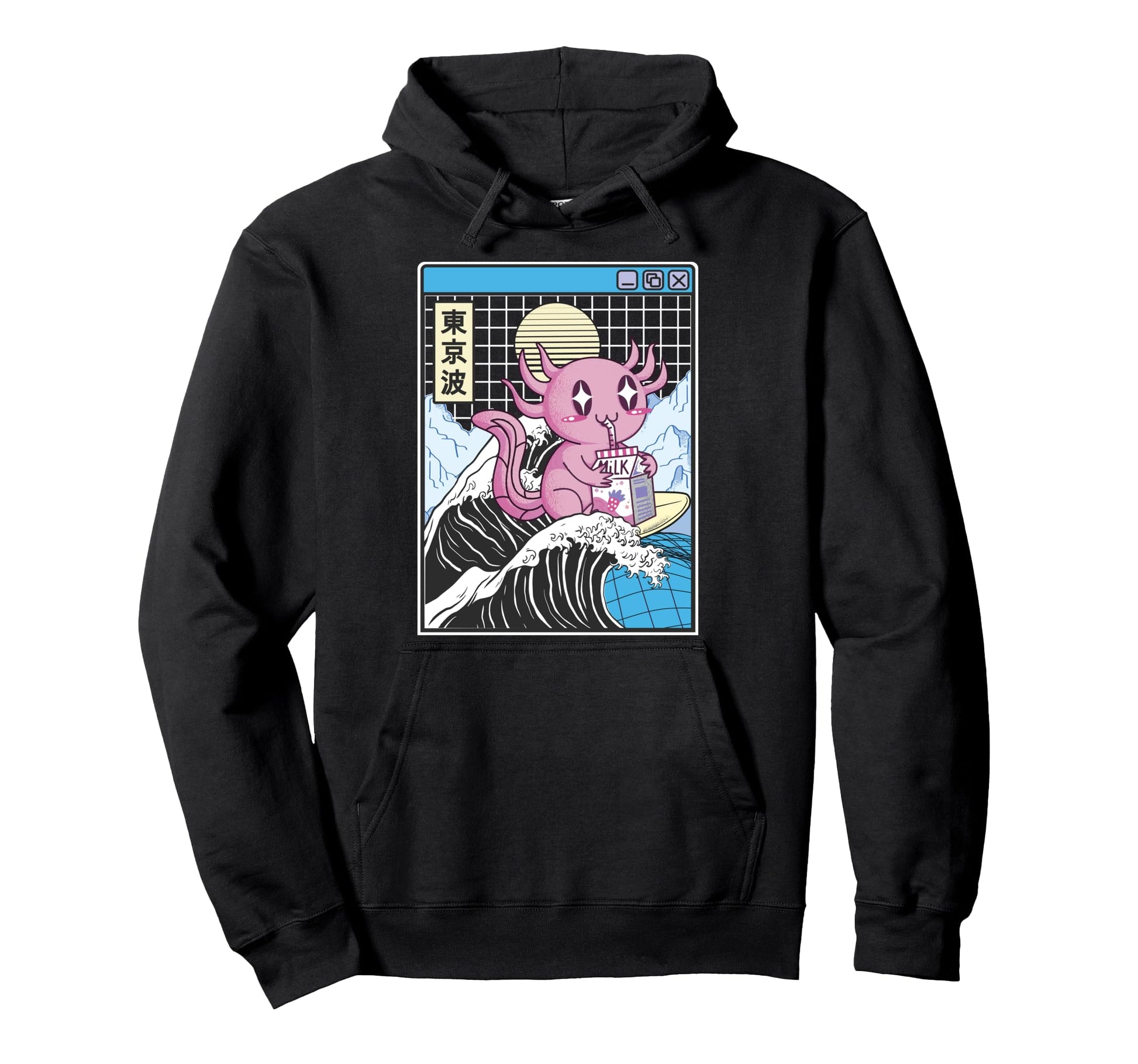 Axolotl Drinking Strawberry Milk Hoodie - Casual Everyday Wear for Adults - T-Shirt, Sweatshirt, Hoodie